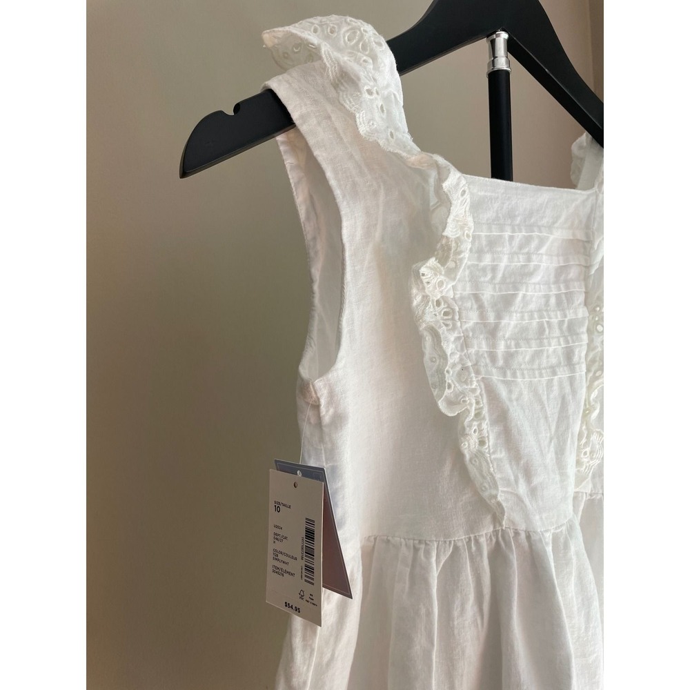 White Eyelet Dress Kids Size 10 Gymboree Linen Blend Summer Cottagecore NWT New - Picture 4 of 9